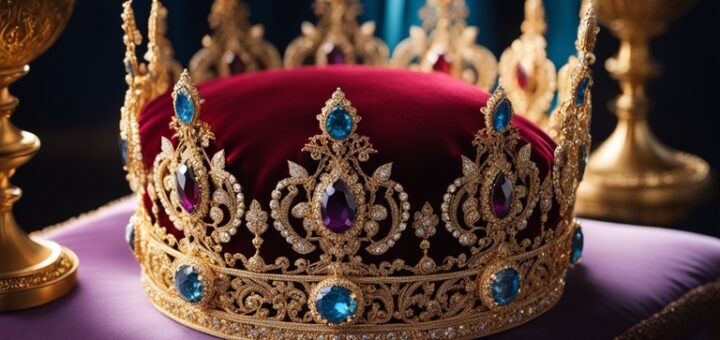 Une couronne en or sertie de pierres précieuses illustrant le rêve de couronne en Islam
