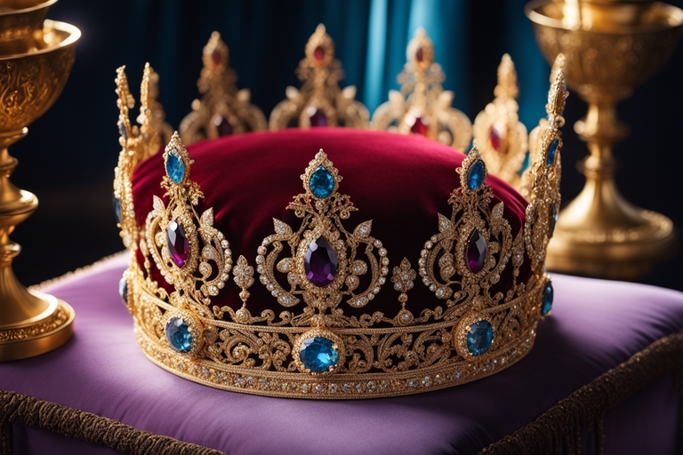 Une couronne en or sertie de pierres précieuses illustrant le rêve de couronne en Islam