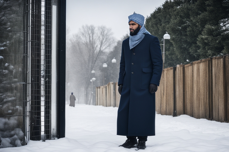 Un musulman sous la neige dans une rue illustrant le rêve d'avoir froid en Islam