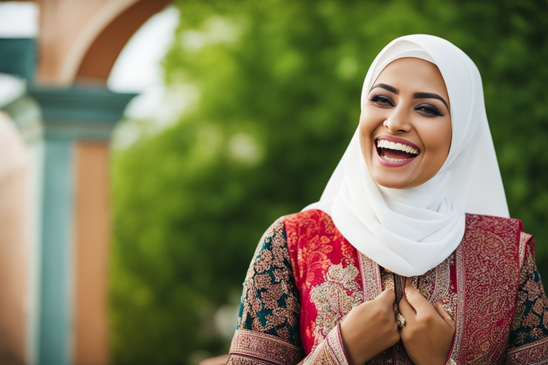 Une musulmane qui rit symbolisant le rêve de rire et de pleurer en Islam